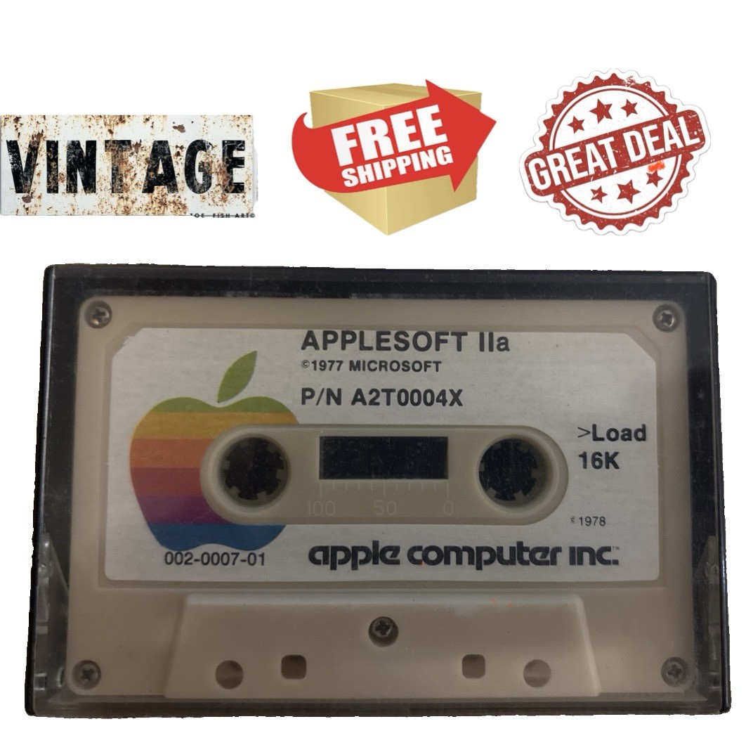 RARE Apple II Applesoft IIa Cassette Tape  Microsoft 1978 A2T0004X 002-0007-01