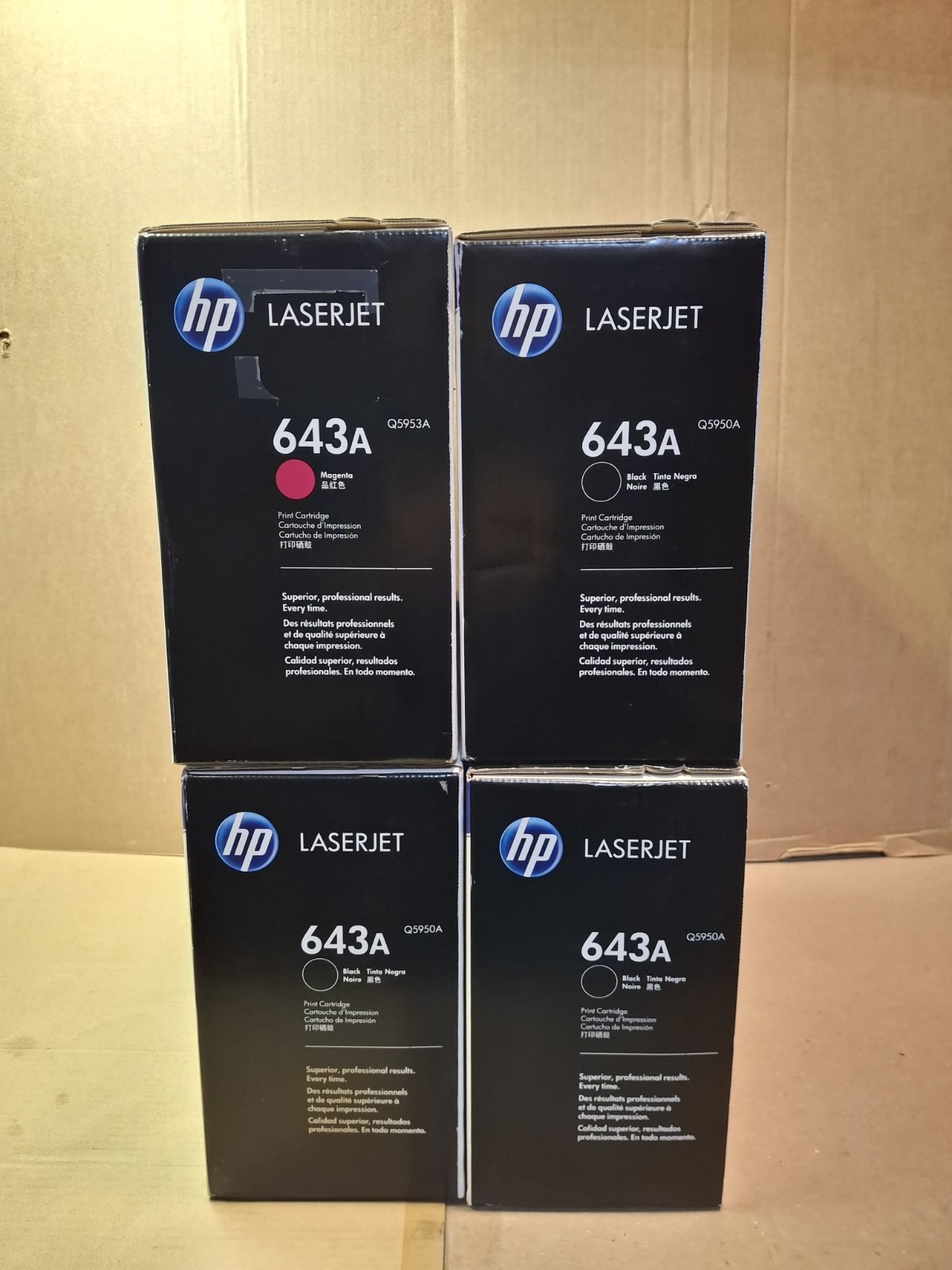 LOT OF 4 Genuine HP 643A Q5950A Q5953A Toner Cartridge BRAND NEW