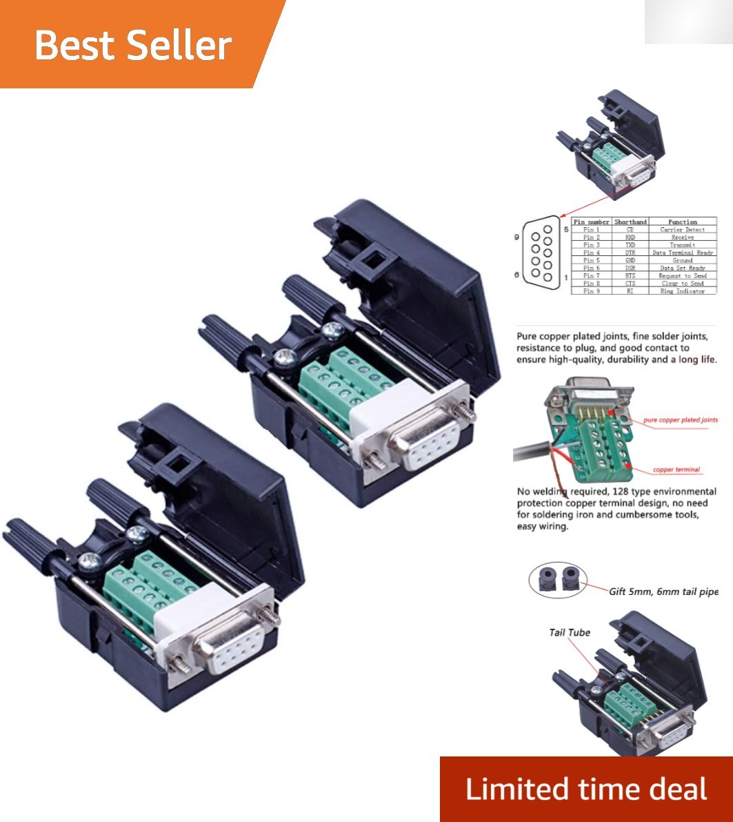 2PCS DB9 Solderless Connectors for Reliable Serial Connections - Easy Install