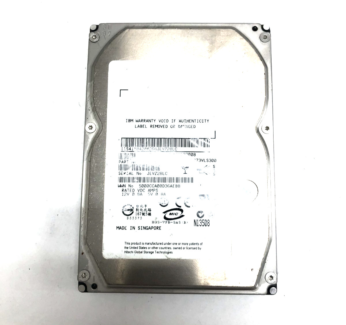 IBM HUS153073VLS300 73GB 15K RPM SAS 3.5" Hard Disk HDD 0B22154