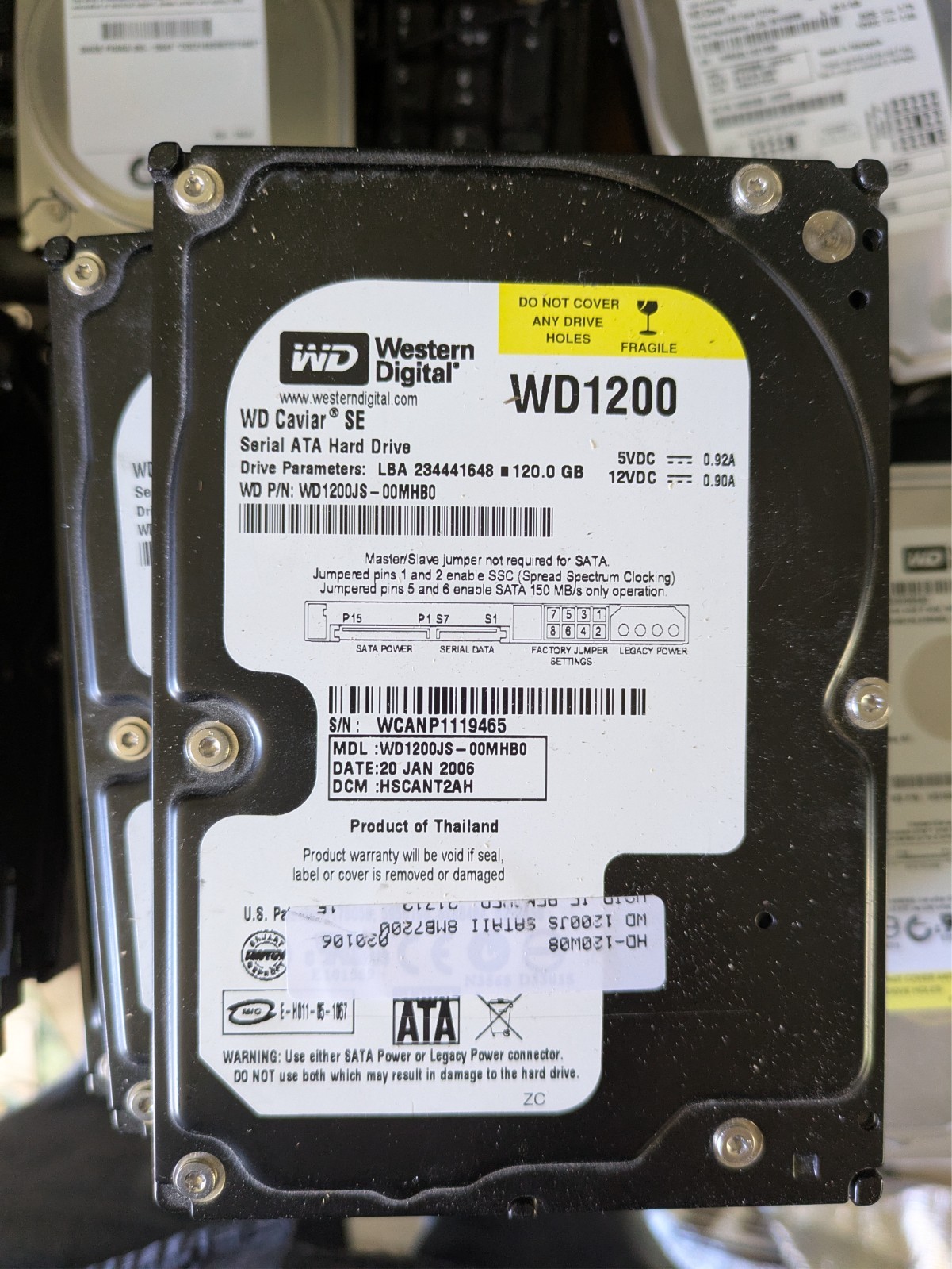 Lot of 10 Western Digital Caviar SE 120GB Internal 7200RPM 3.5" (WD1200JS) HDD