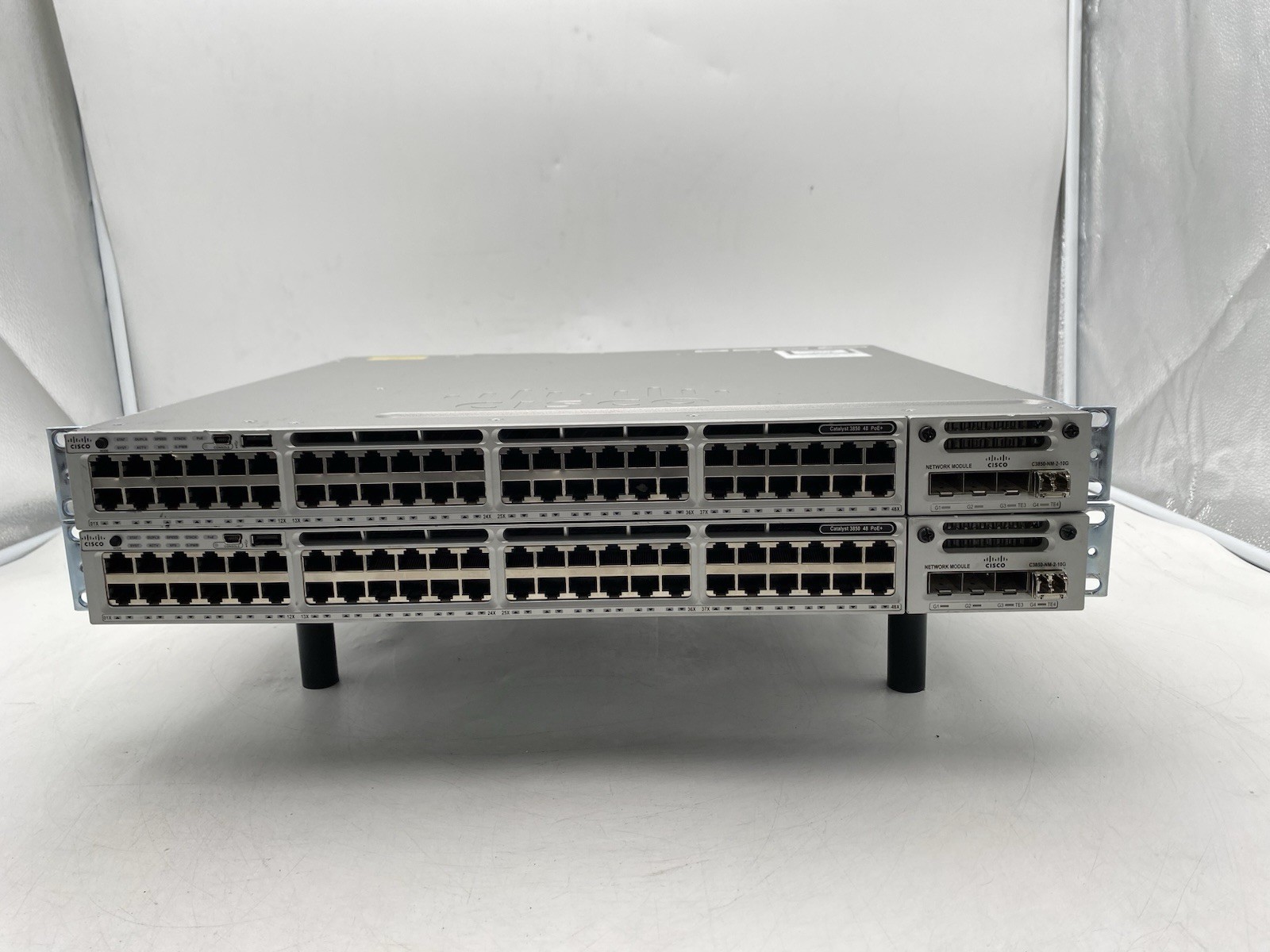Lot of 2 Cisco WS-C3850-48F-S 52 Port PoE+ Ethernet Network Switch w/2x SFP-10G