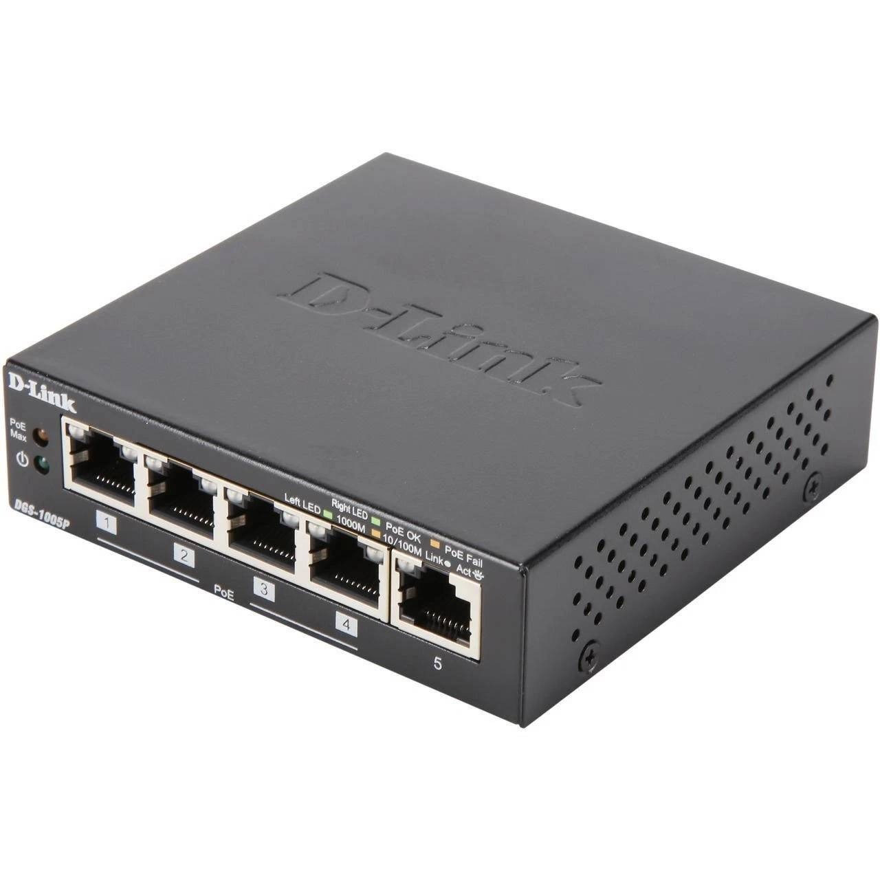 New Sealed D-Link DGS-1005P 5-Port Gigabit Desktop PoE Switch with 4 PoE Ports
