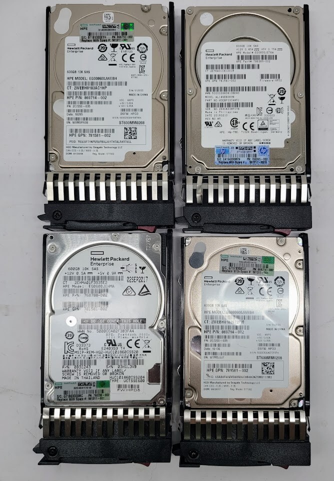 Lot of 4 HPE 600GB 2.5SAS different Model check he description
