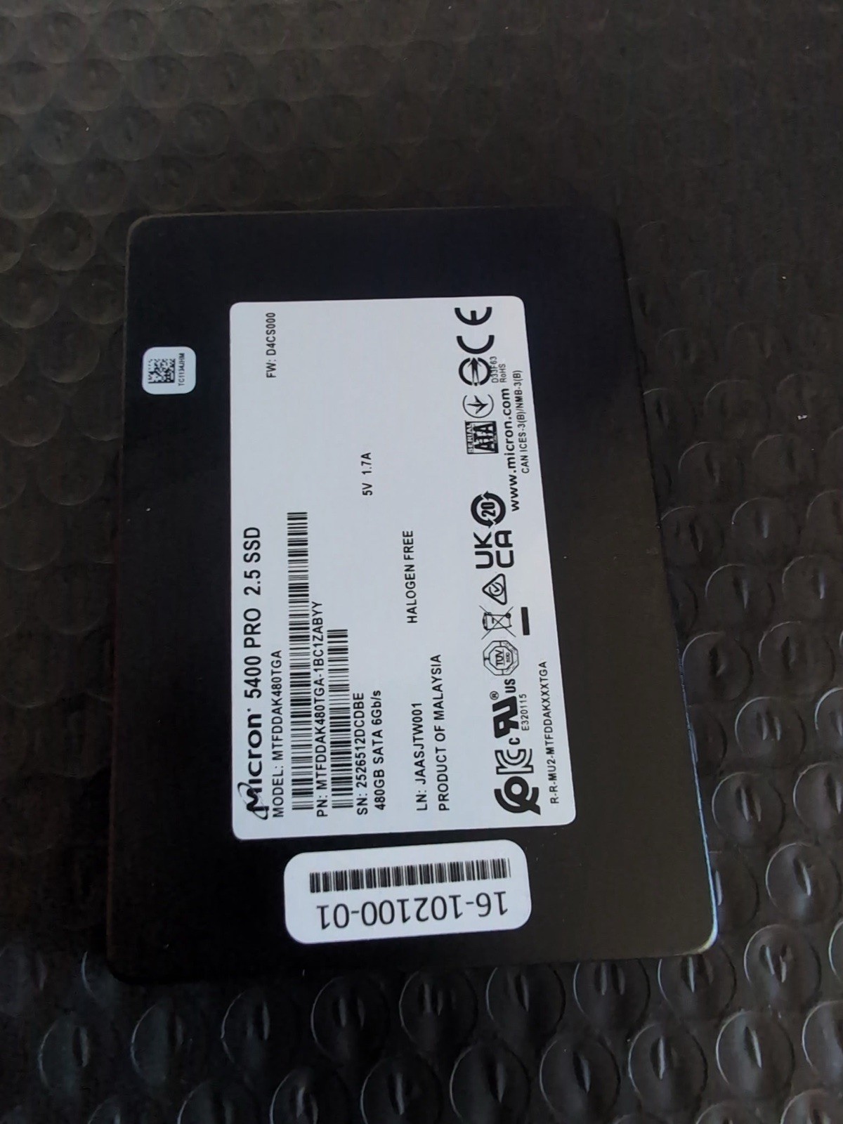 Micron 5400 PRO 480GB 2.5” SATA 6Gb/s Enterprise SSD MTFDDAK480TGA