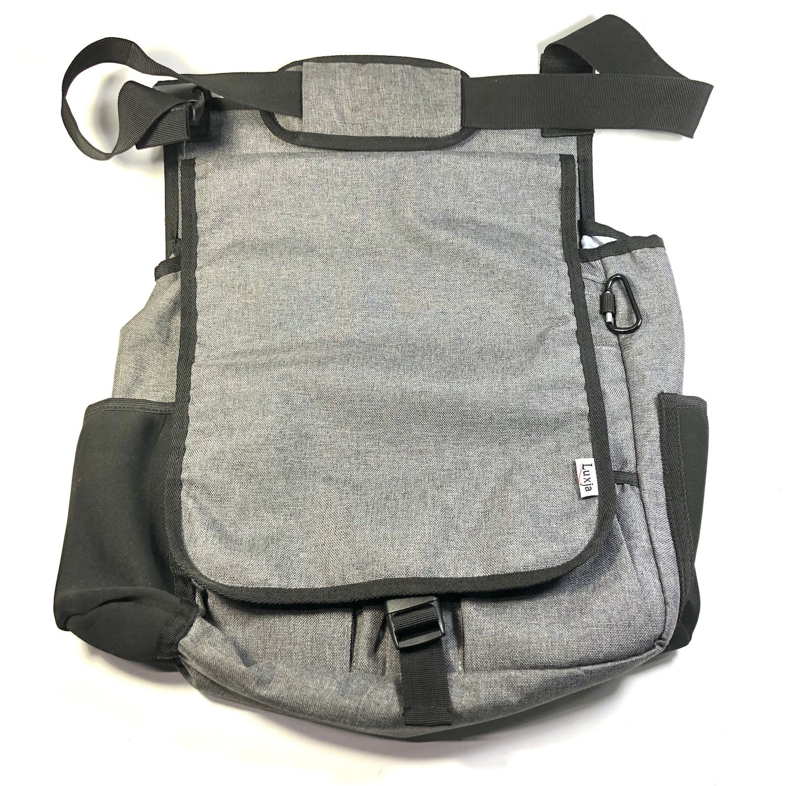 Luxia Upright Crossbody Shoulder Padded Laptop Bag Gray Black Neoprene Sleeve