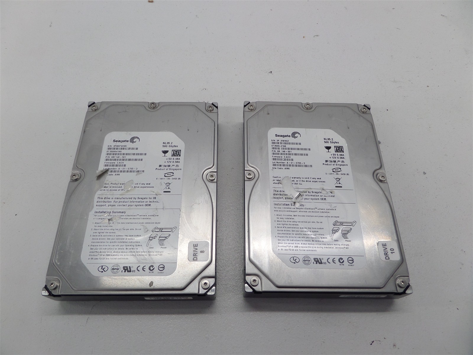 Lot Of 2 Seagate ST3500641NS NL35.2 500GB 3.5" SATA Hard Drives