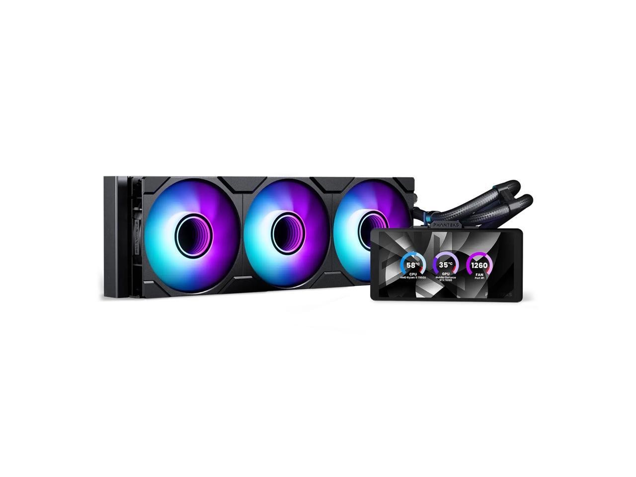 Phanteks Glacier One 360M25-LCD AIO Liquid CPU Cooler, 6" IPS LCD HD Display, 12