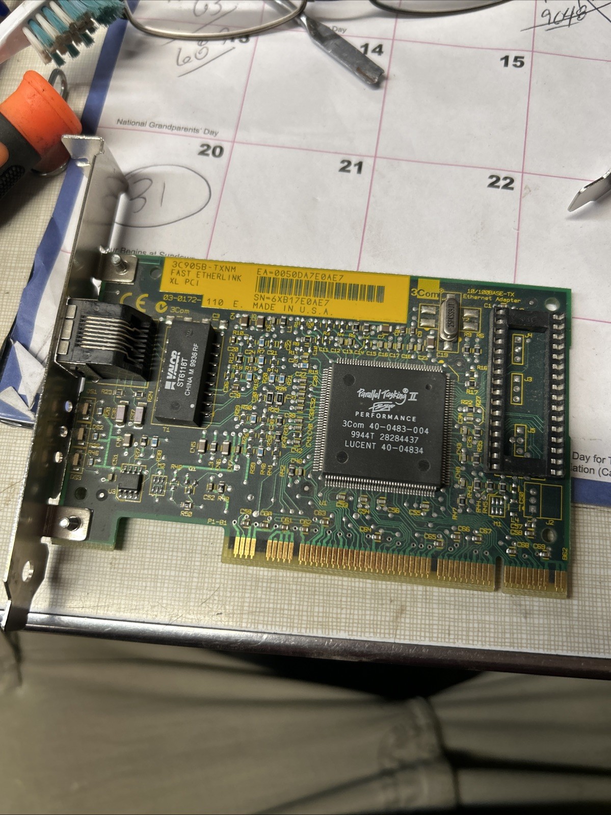3C905B-TXNM, 3COM ETHERLINK PCI ETHERNET 10/100Base-TX Network Adapter Card NIC
