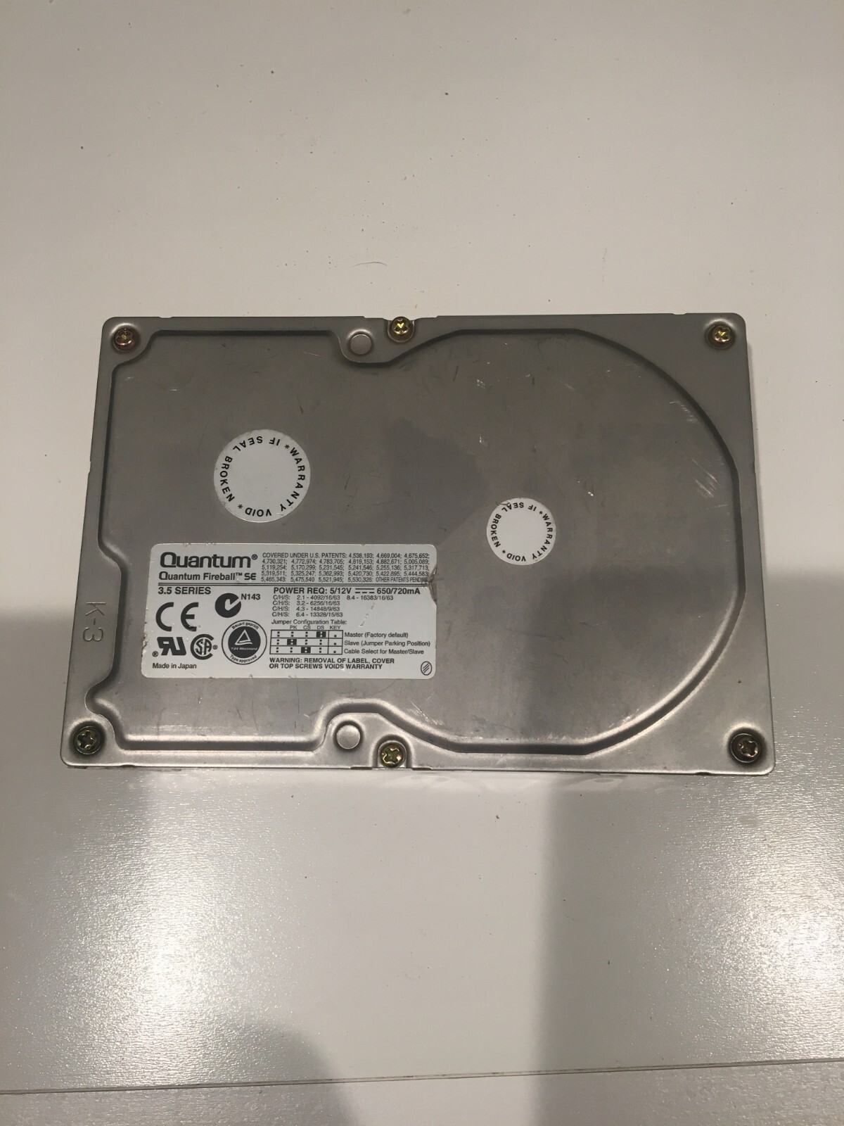 Quantum Fireball SE 6.4AT SE64A012 Rev 01-A 6.4GB IDE  Desktop Hard Drive