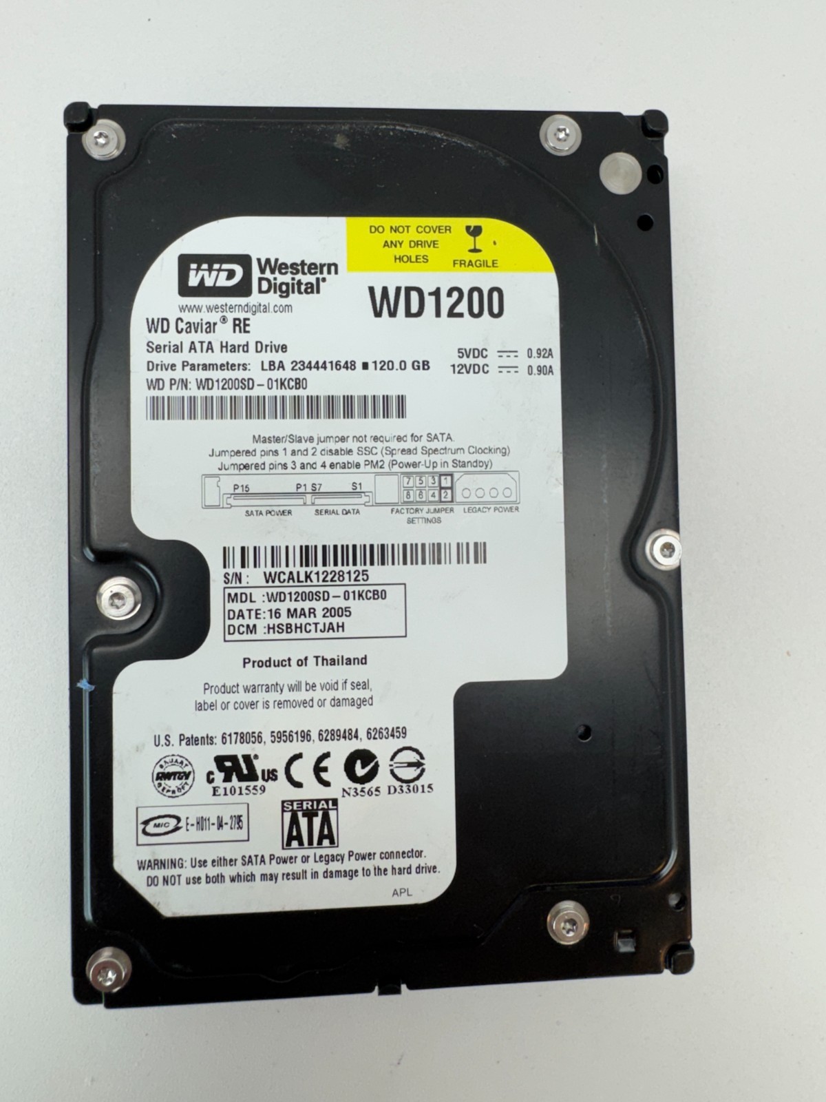 Western Digital WD1200SD-01KCB0 120GB SATA 3.5 HDD 2060-001267-001 Board