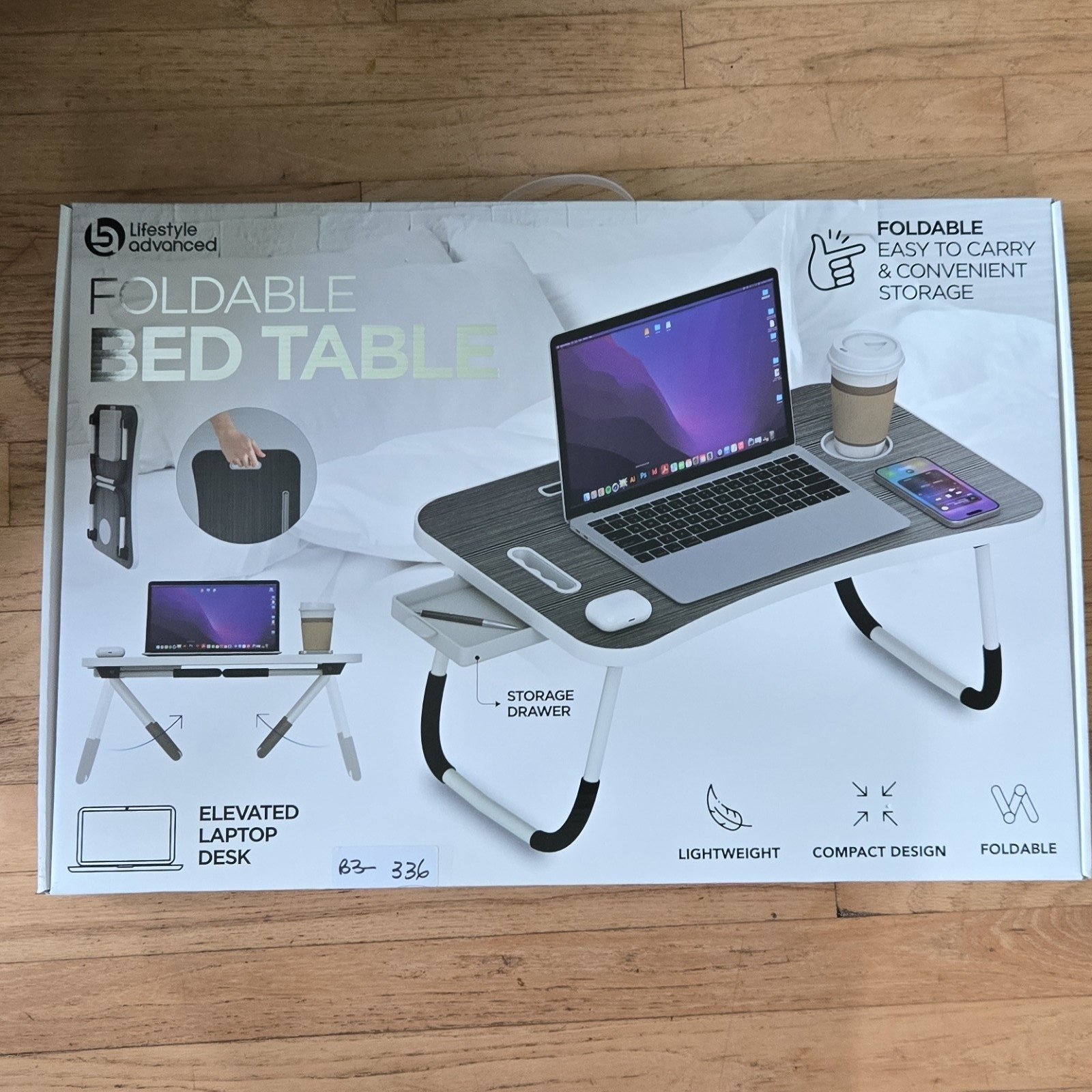 Lifestyle Advanced Foldable Elevated Laptop Lap Desk with Storage Drawer