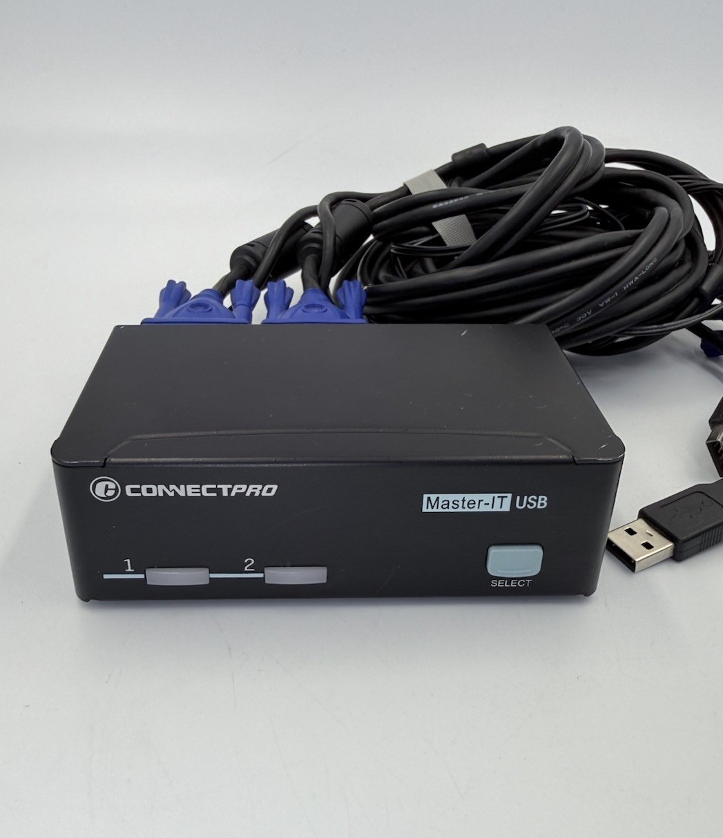 ConnectPRO Master-IT USB UR-12 2-Port VGA KVM Switch w/ Cables & Power Adapter