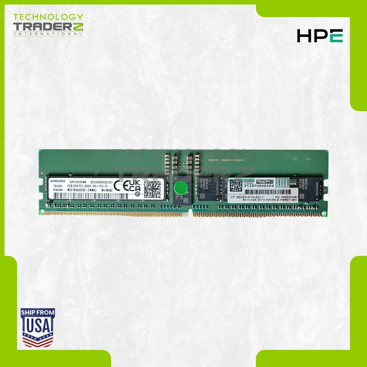 P43328-B21 HPE 32GB PC5 DDR5-5600MHz ECC 2Rx8 Memory P43330-0A1 M321R4GA3EB2-CWM