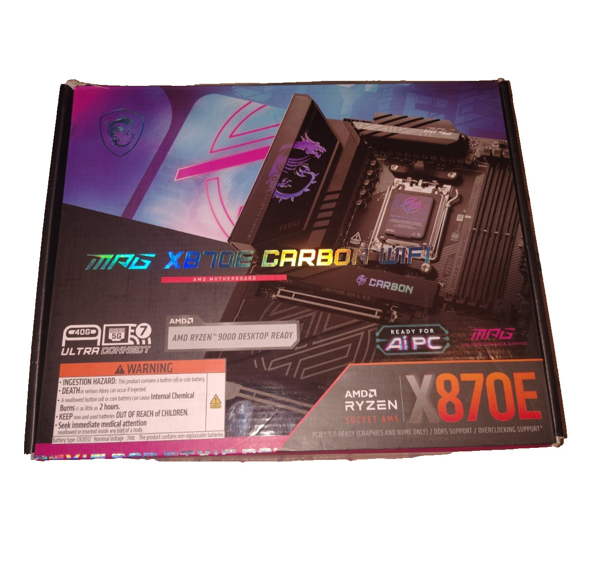 MSI MPG X870E Carbon WiFi Gaming Motherboard Not Tested Bad/Bent Pins