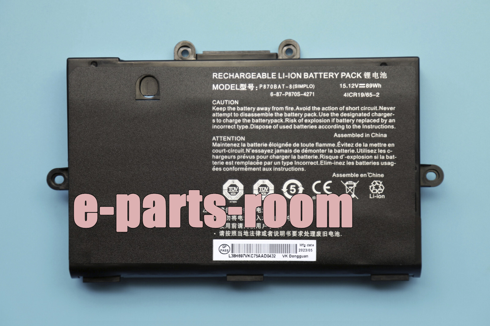 P870BAT-8 New Genuine OEM Battery for Clevo NP9877 P8700S P870DM P870KM P870TM-G