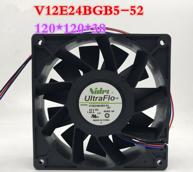 NIDEC V12E24BGB5-52 DC24V 1.40A 12CM 12038 Schneider Inverter Fan 3-wire