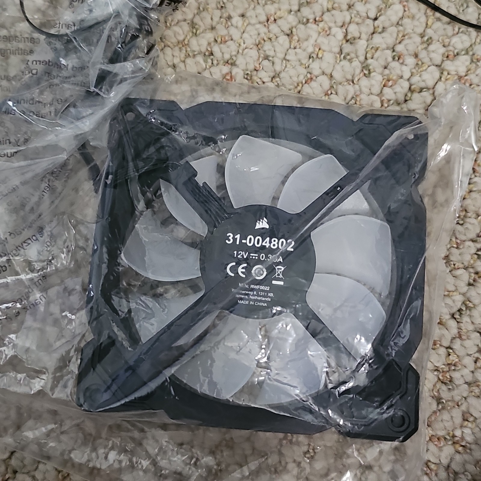 CORSAIR 12V DC 0.30A  Fan, Black - 31- 004802 Black REF0022  