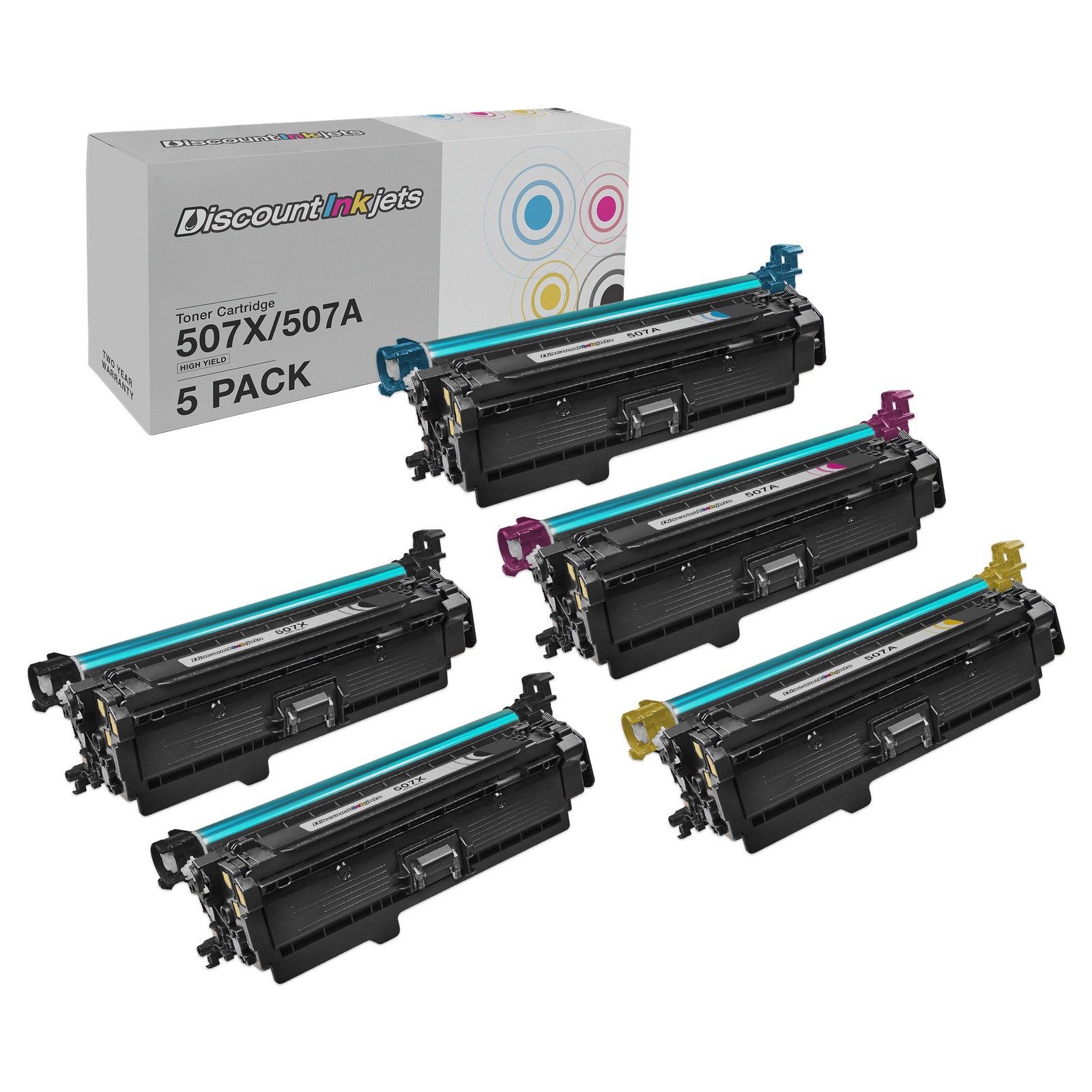 Cartridges for HP 507X & 507A Toner (2 Black 1 Cyan 1 Magenta 1 Yellow)