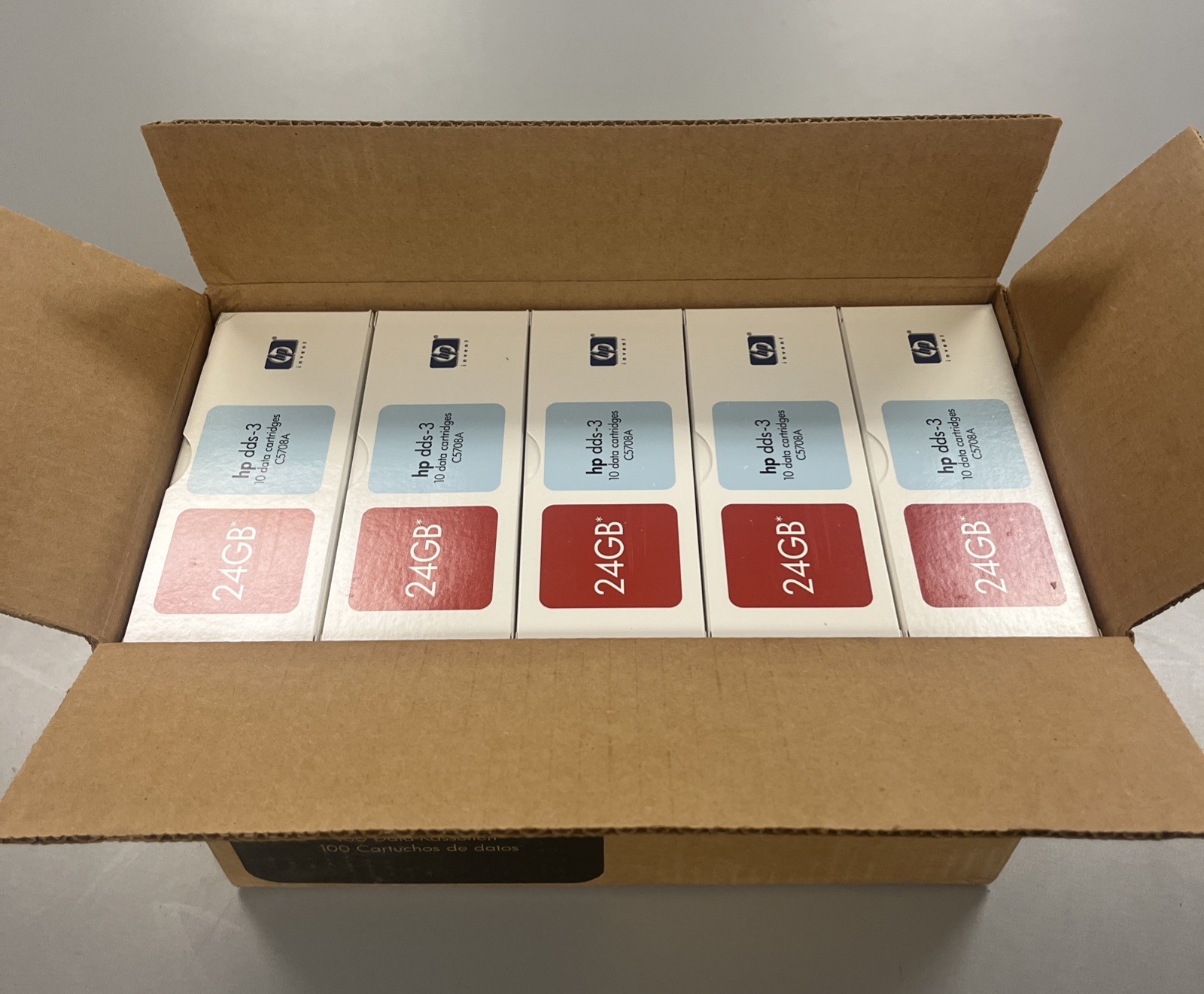Lot of (100) HP 24GB C5708A 4mm DDS 3 Tape 125M 12/24GB Sealed New Case