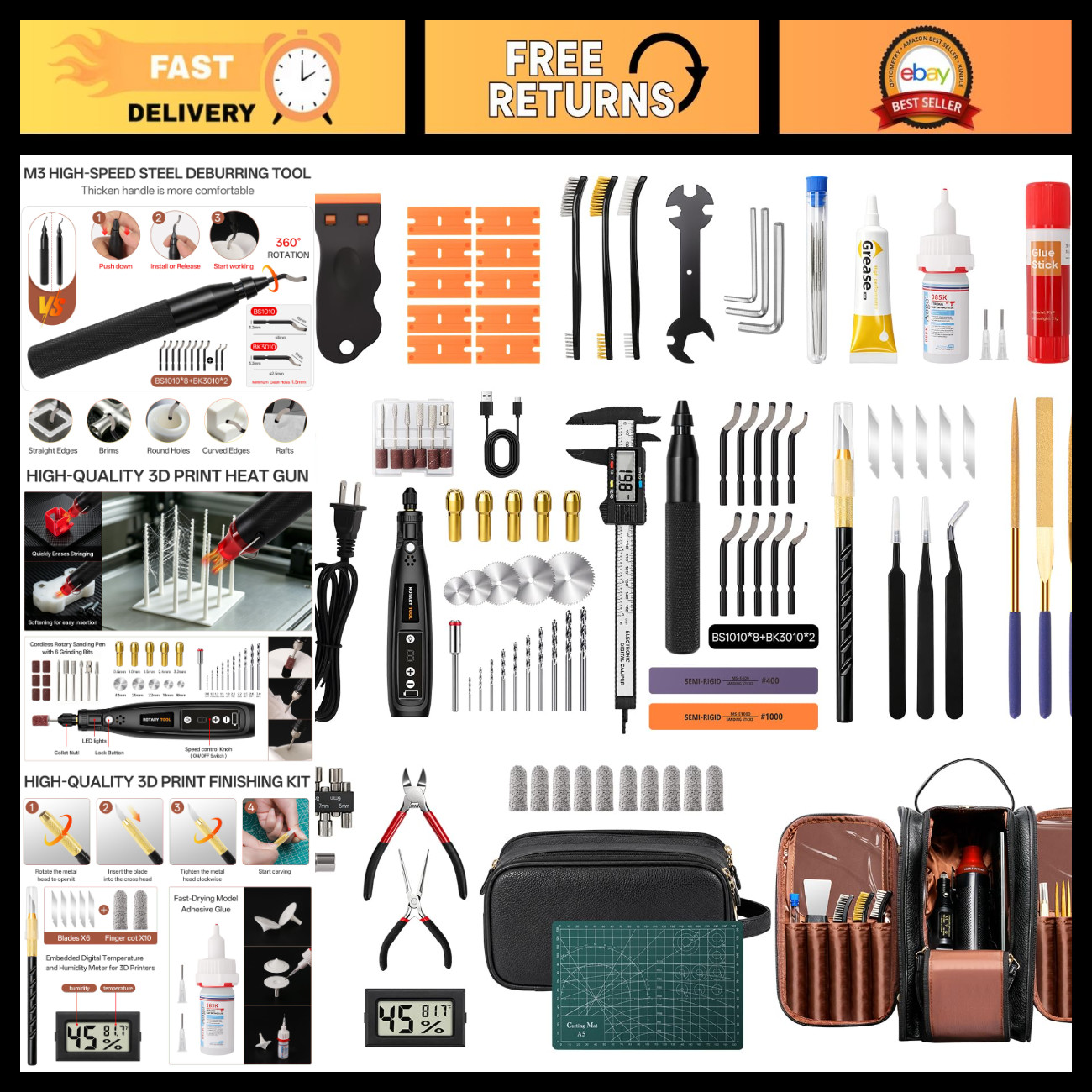 132Pcs 3D Printer Tools Kit with TPU Case, Essential Accessories for 3D Printing