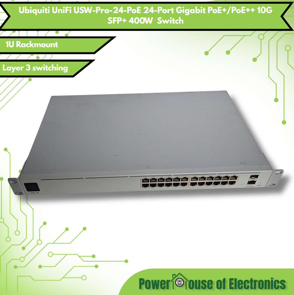 Ubiquiti UniFi USW-Pro-24-PoE 24-Port Gigabit PoE+/PoE++ 10G SFP+ 400W  Switch