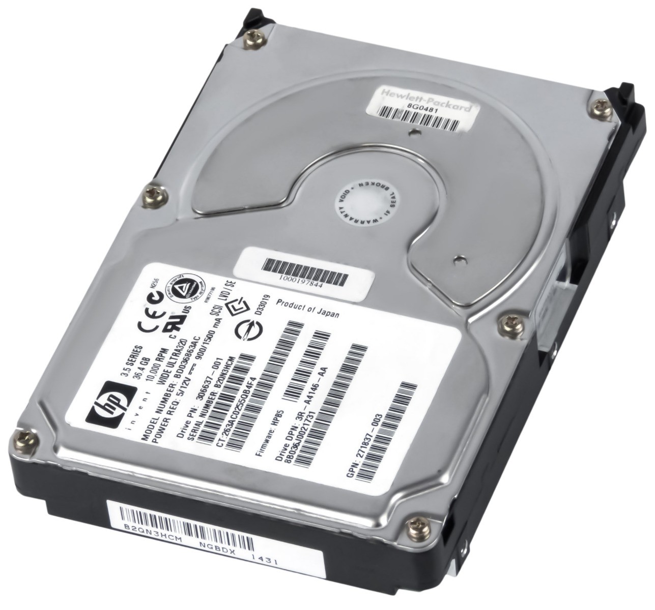 HARD DRIVE HP 306637-001 BD036863AC 36GB 10K 8MB SCSI U320 3.5''