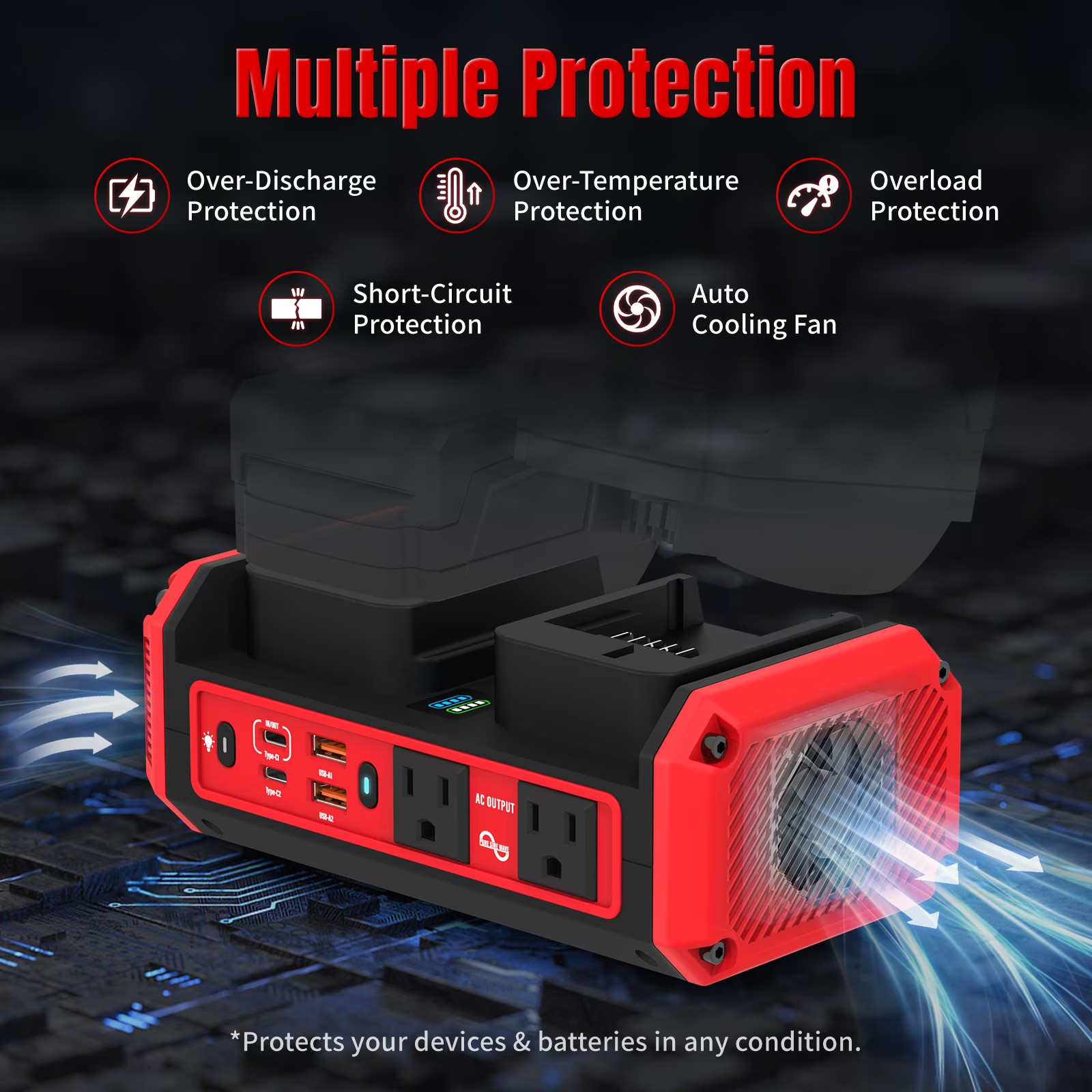 Kzreect MI-Dual-01 350W Pure Sine Wave Power Inverter