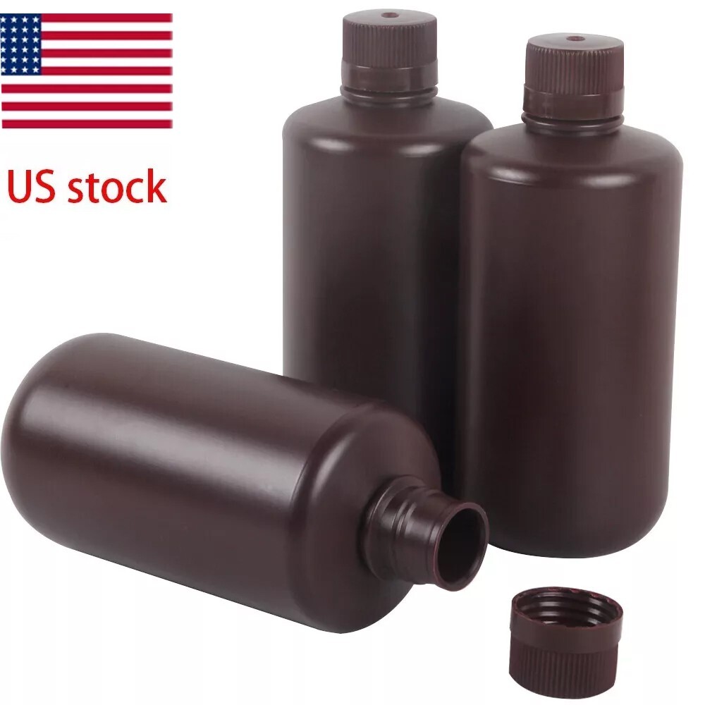 3Pcs 1L UV Resin LCD/DLP Film Processing Chemical Storage Brown Bottles 3D Print