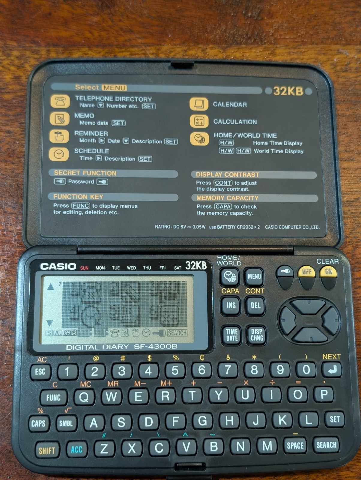Casio Digital Diary SF-4300B 32KB Organizer Fully Functional Tested New Battery 