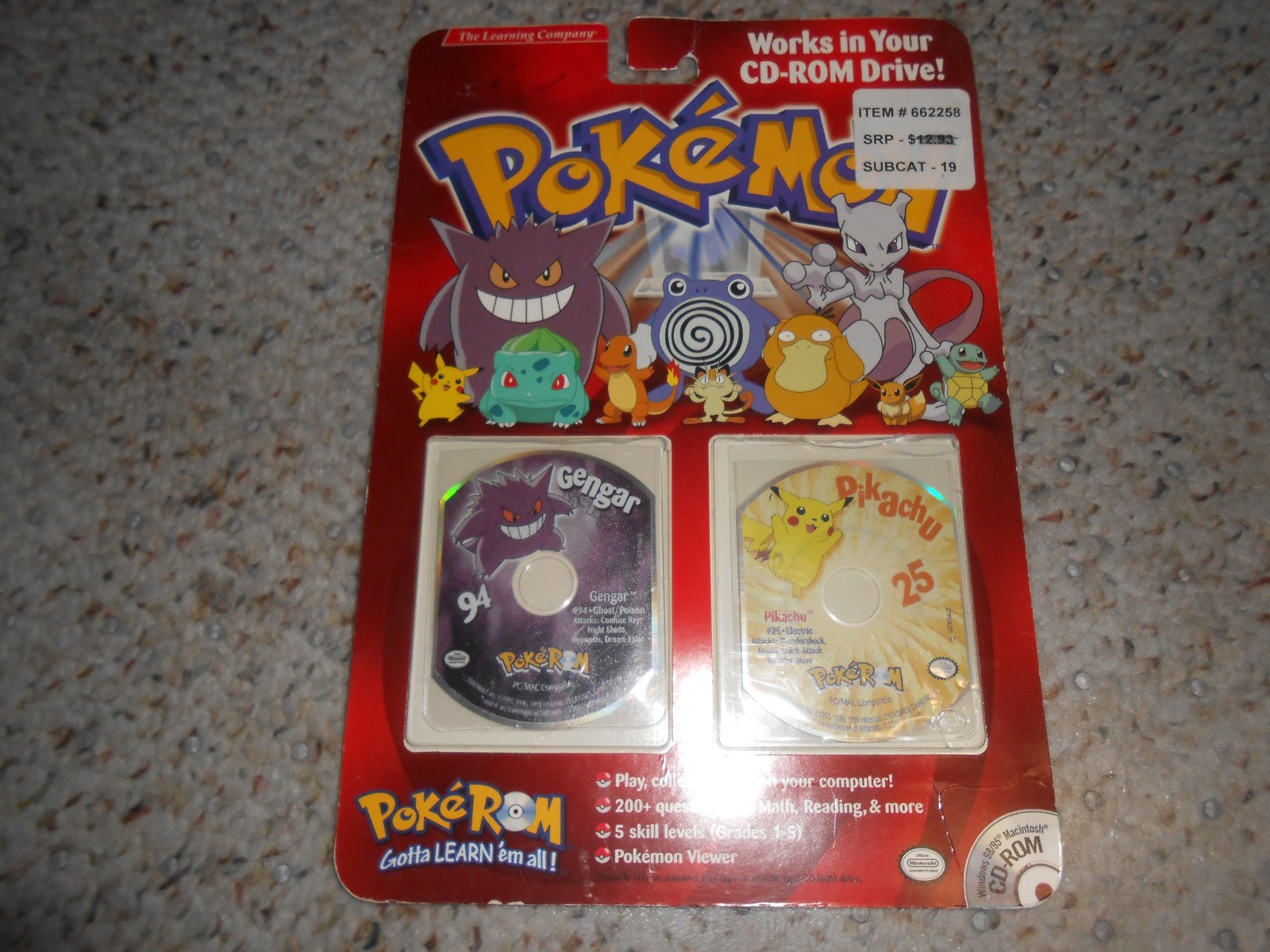 VTG 2000 Pokémon Pikachu #25 & Gengar #94 Collectable PC/MAC CD Games, VERY RARE