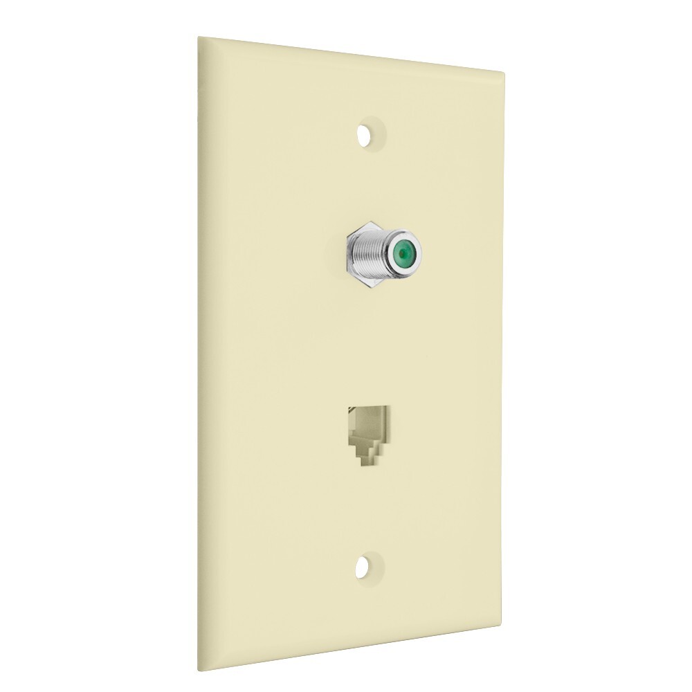 Construct Pro™ 3Ghz F-81 Connector & Phone Jack Wall Plate (Ivory)