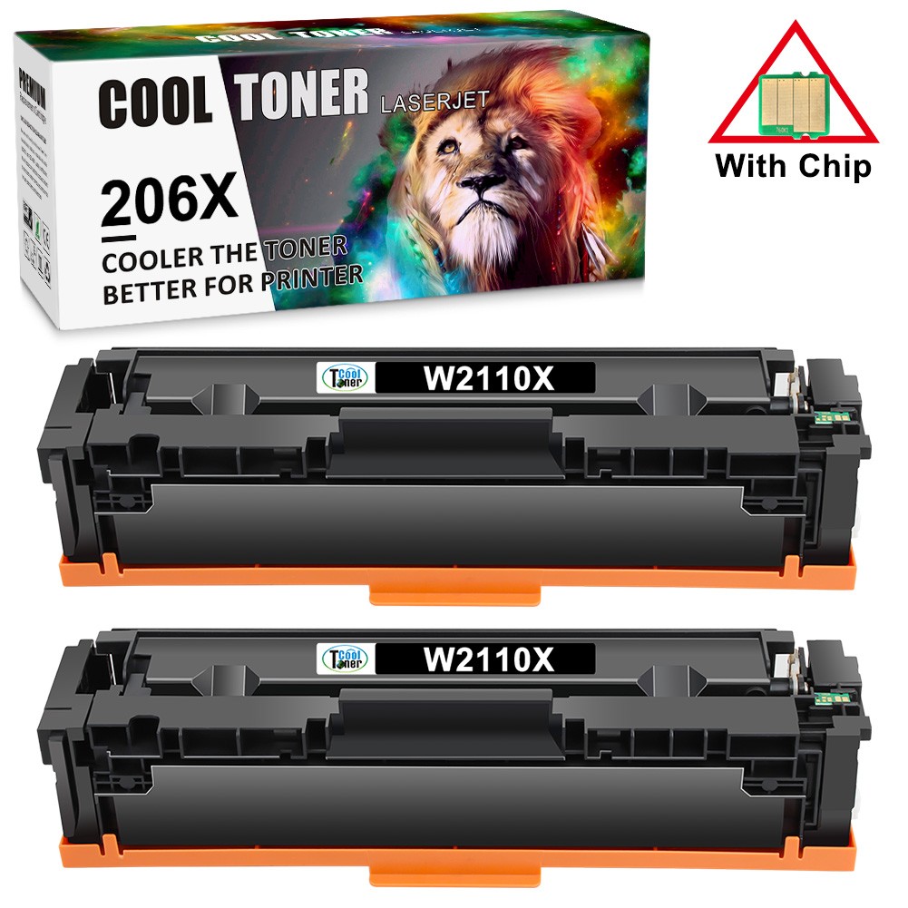 2PK 206X BK Toner Cartridge WIth Chip for HP 206X LaserJet Pro M283 M283fdw M255