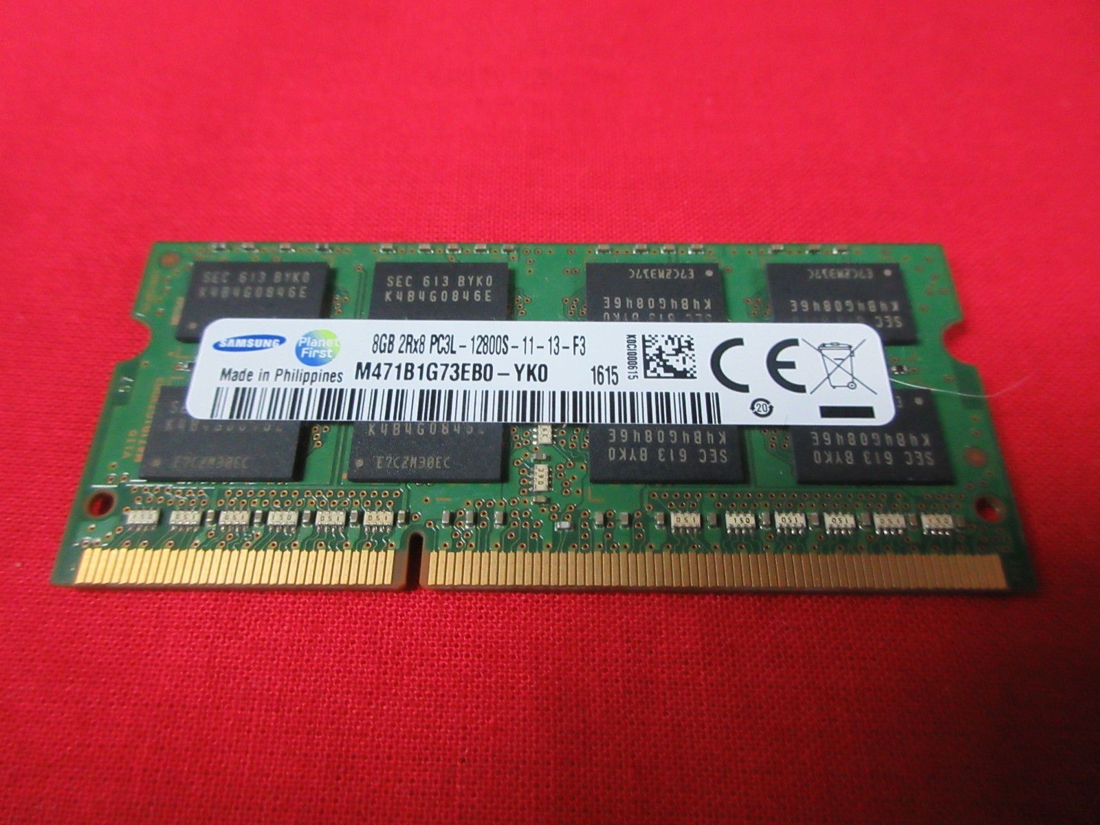 ORIGINAL SAMSUNG 8GB 2Rx8 PC3L-12800S RAM MEMORY M471B1G73EB0-YK0 USED