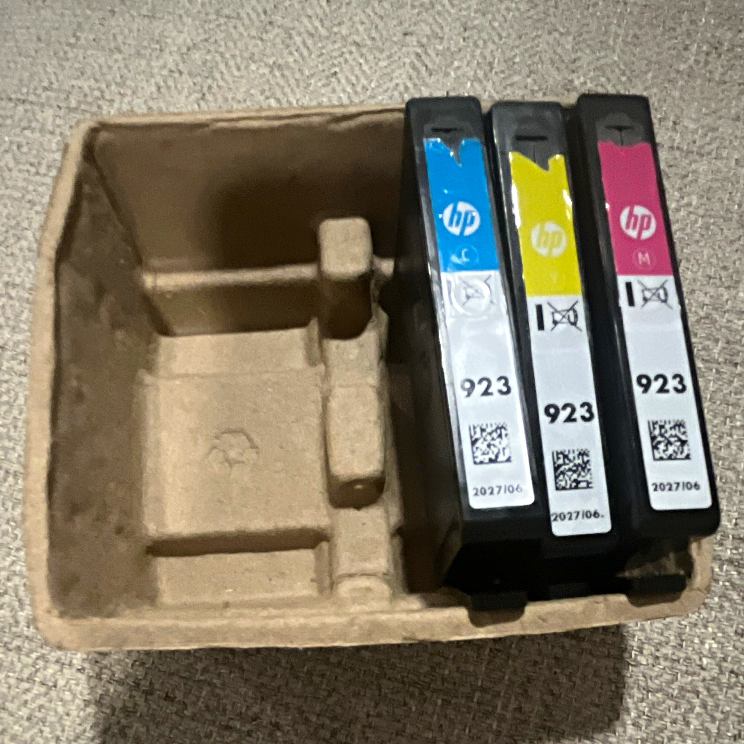 HP 923 Genuine Original Inkjet Ink Cartridges 3-Pack Cyan Yellow Magenta