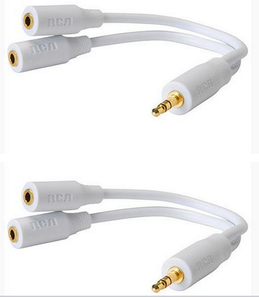 2 x 3.5m RCA Headphone Earbud Y Splitter Adapter Cable for Ipad, Iphone, others