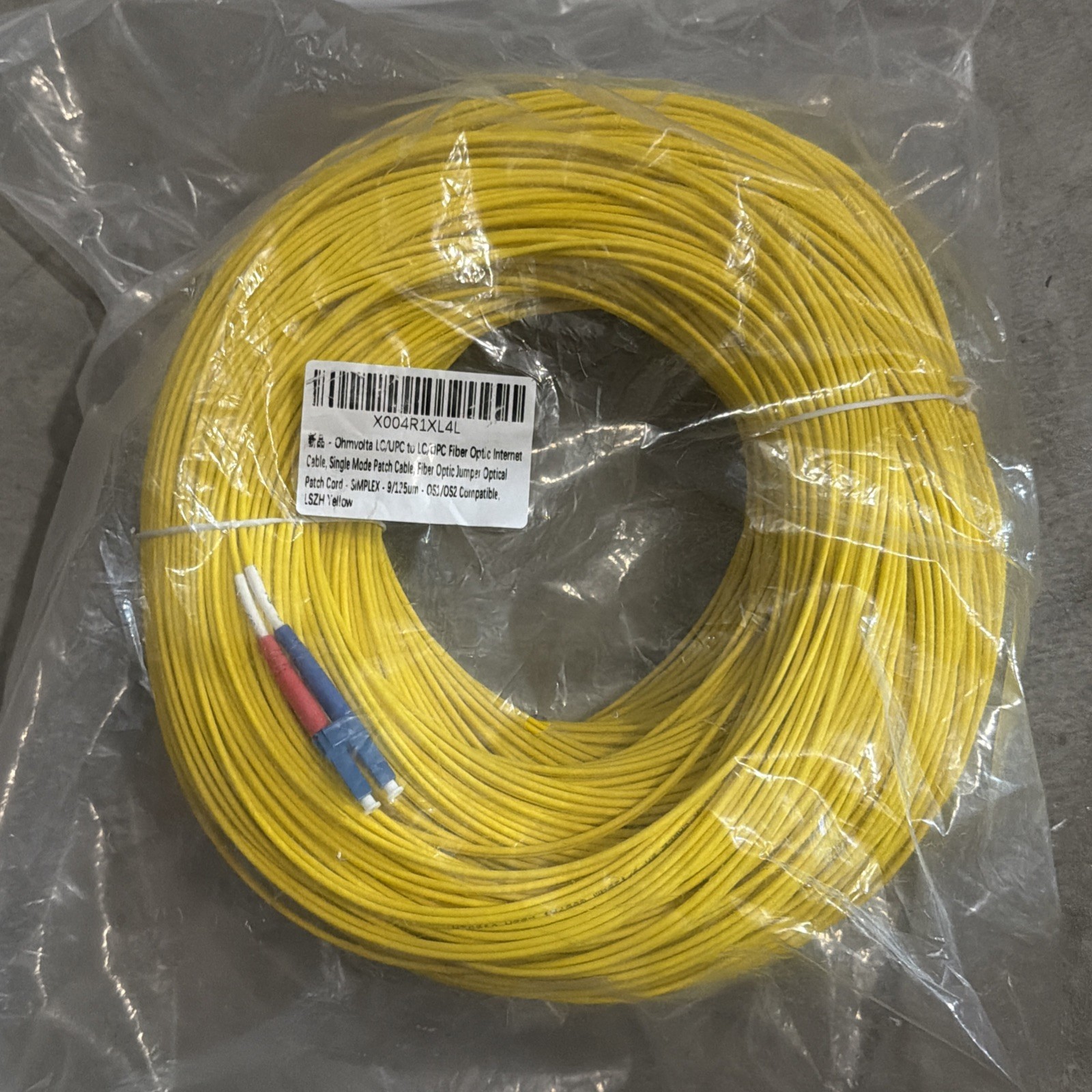 Ohmvolta LC to LC Fiber Optic Patch Cable 656FT (200M), OS2 9/125µm Single Mode 