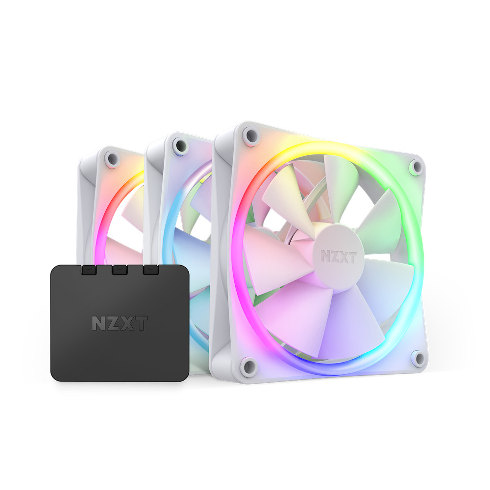 NZXT F120 RGB 120mm White Triple Pack 3-Pack Fans + Controller RF-R12TF-W1