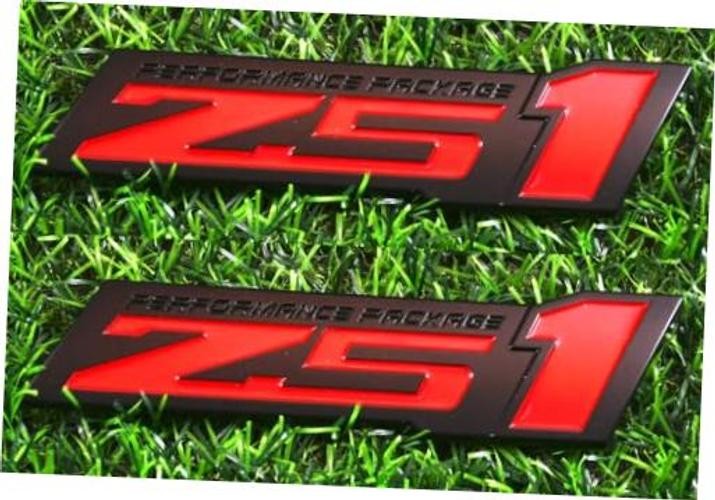 2pcs Z51 Performance Package Emblem Engine Hood 3D Badge Decal Black Red