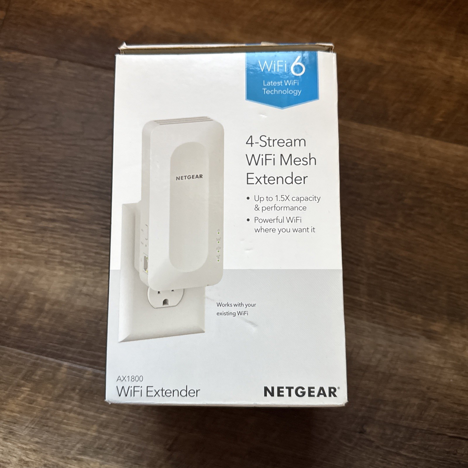 NETGEAR AX1800 WiFi 6 Mesh Extender EAX14 4-Stream Dual-Band Wall-Plug In Box