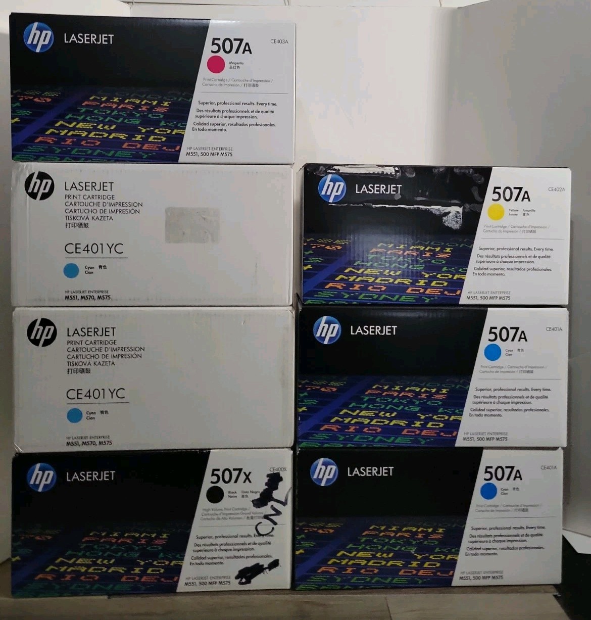 HP 507X 507A BCMY Toner CE400X CE401A CE402A CE403A (Lot of 7)