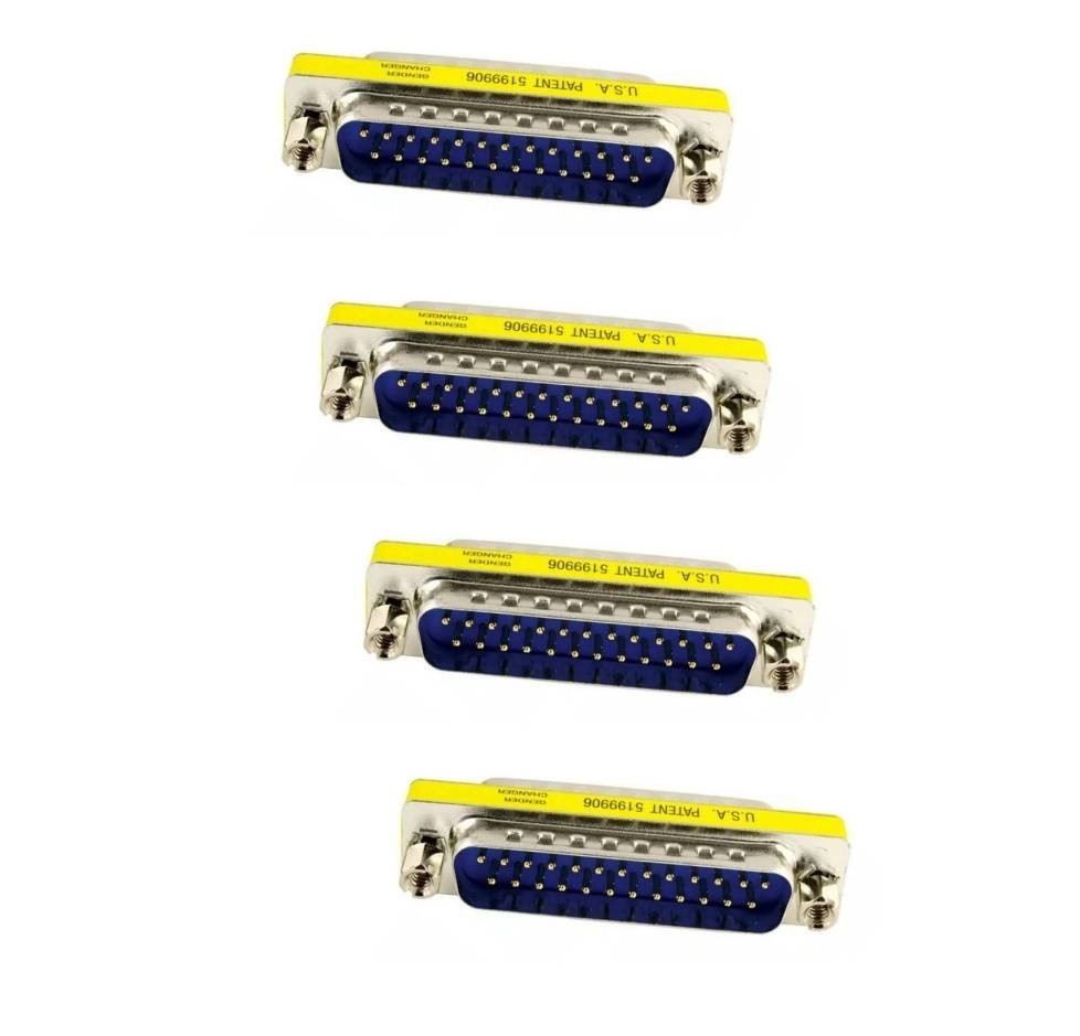 4 PCS DB25 25-Pin Gold Serial Male to Male Mini Gender Changer Coupler Adapter