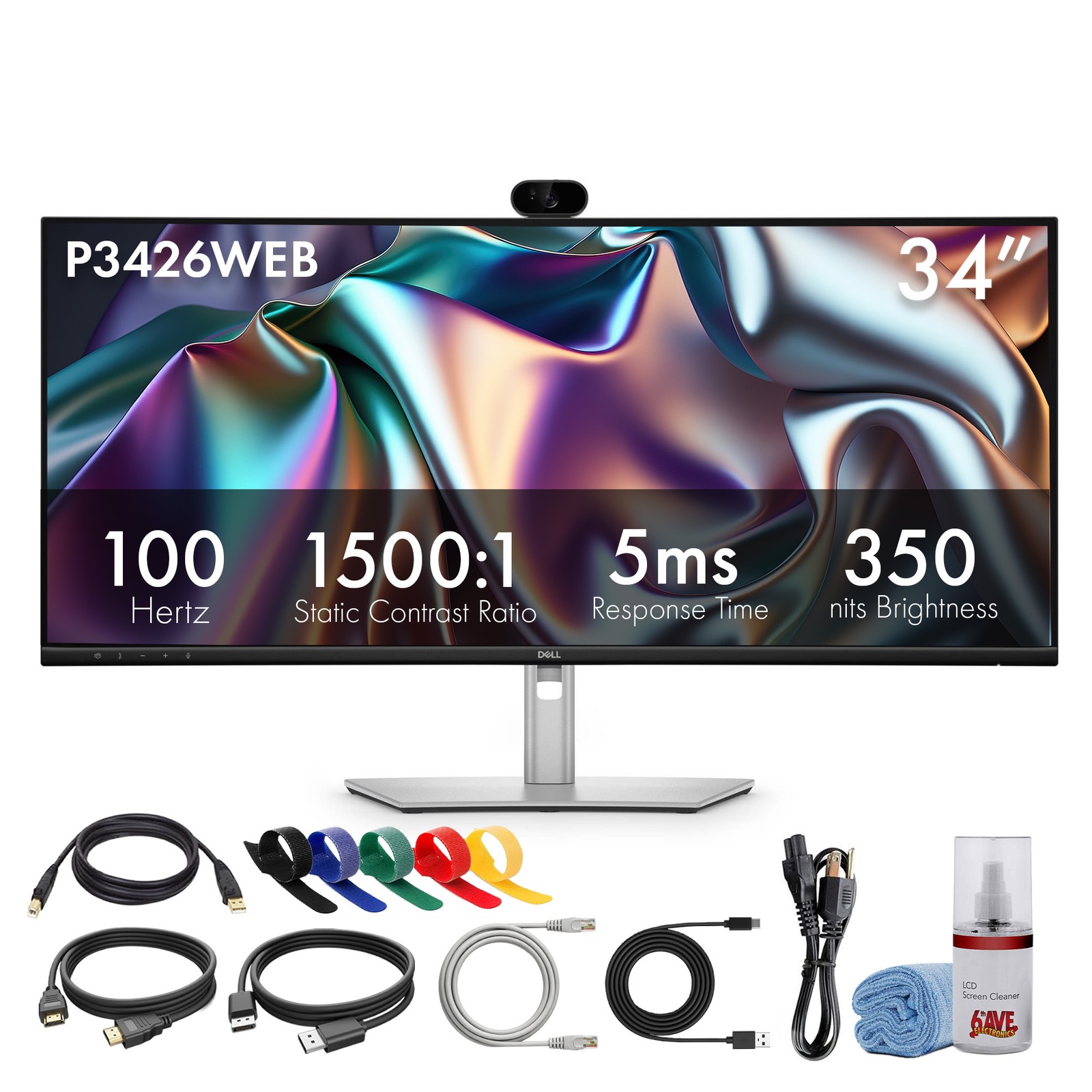 Dell Pro P3426WEB 34" Curved WQHD Conferencing Monitor with 5MP HDR Webcam