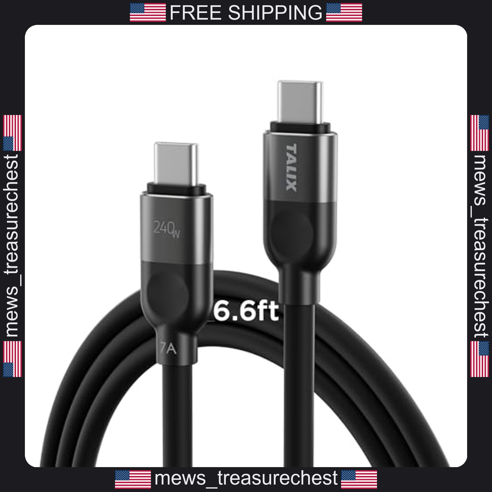 USB C to USB C Cable 240W Fast Charging 6.6FT Silicone Flexibility