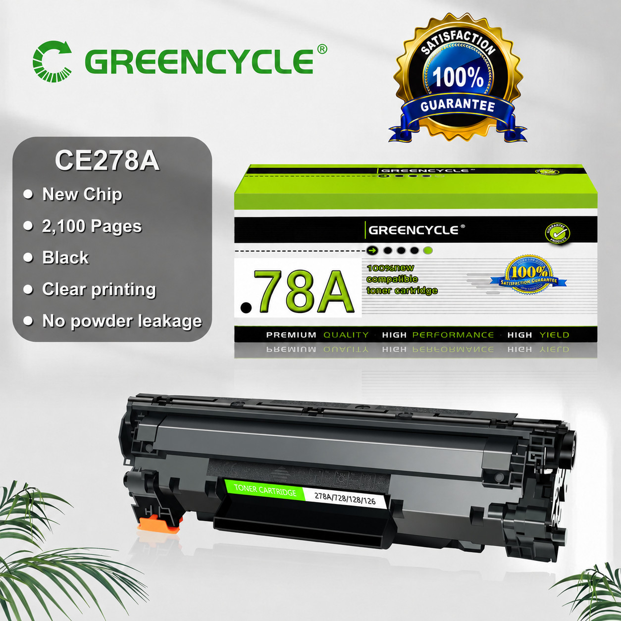 GREENCYCLE CE278A 78A Toner Cartridge Compatible For HPLaserJet M1536dnf P1606dn