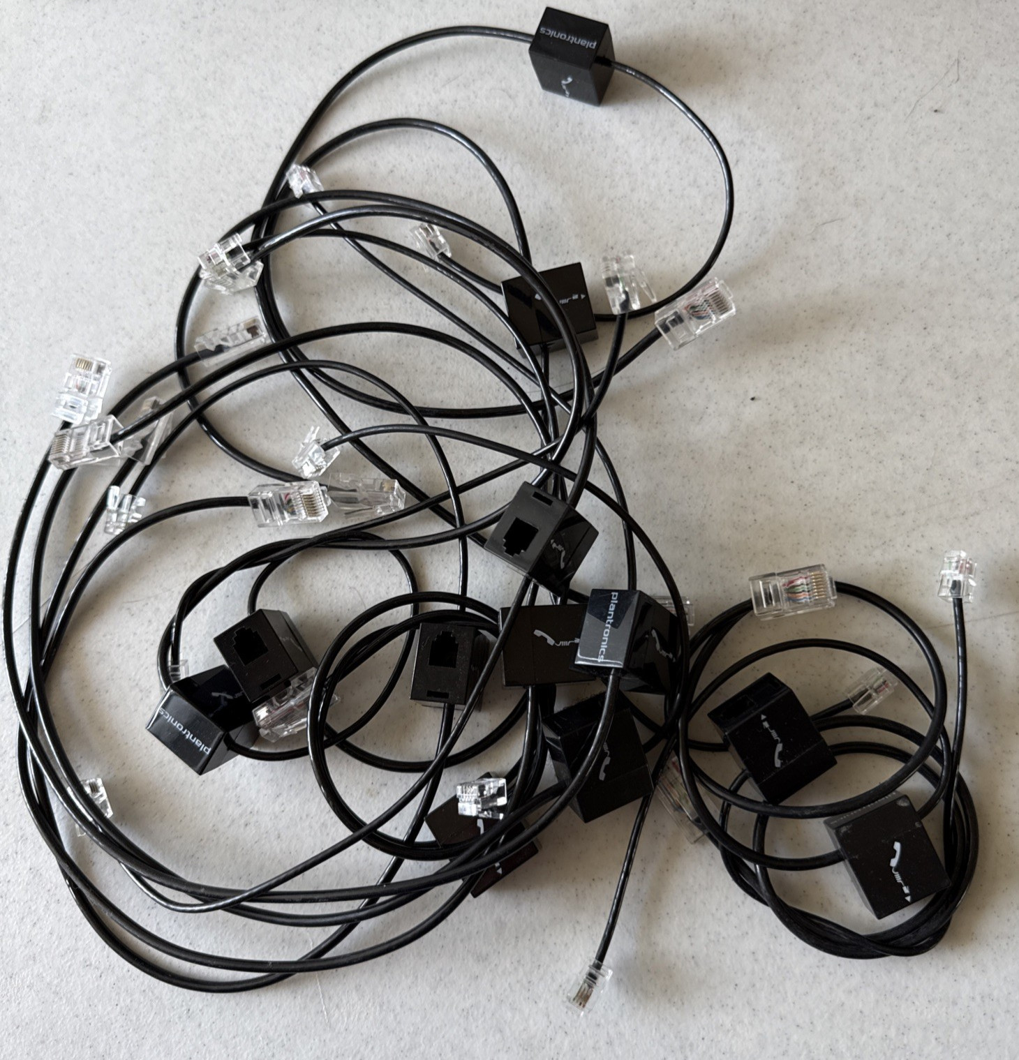Lot of 12 Plantronics Telephone Interface Cable Connects for Telephone or Base