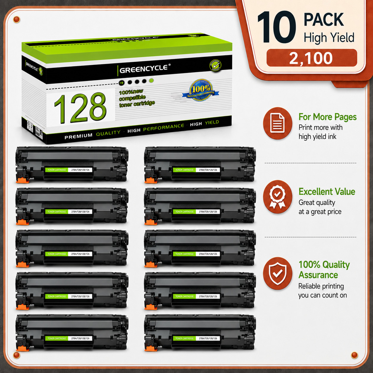 10x CRG128 Toner Cartridge Replace For Canon128 ImageCLASS MF4570dn  MF4570dw