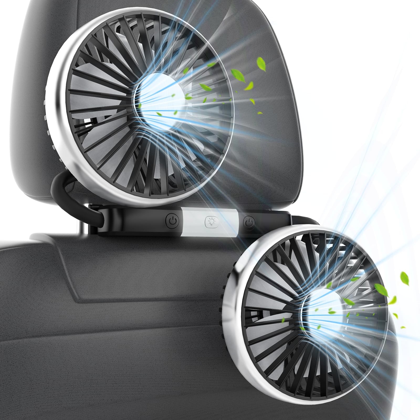Hayousui USB Dual Head Car Fan for Backseat Kids,Separated Medium, Black