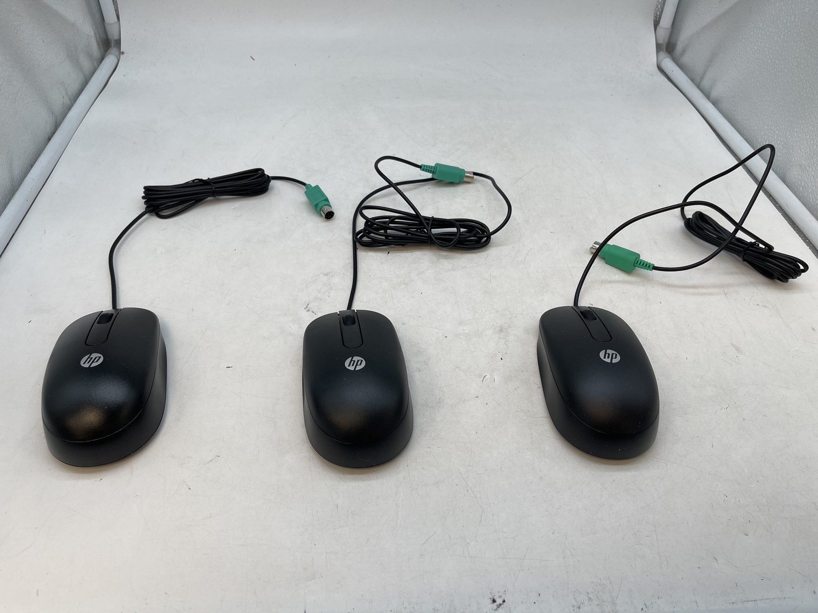 Lot of 3 OEM HP BLACK PS2 OPTICAL SCROLL WHEEL 3 BUTTON MOUSE 672651-001