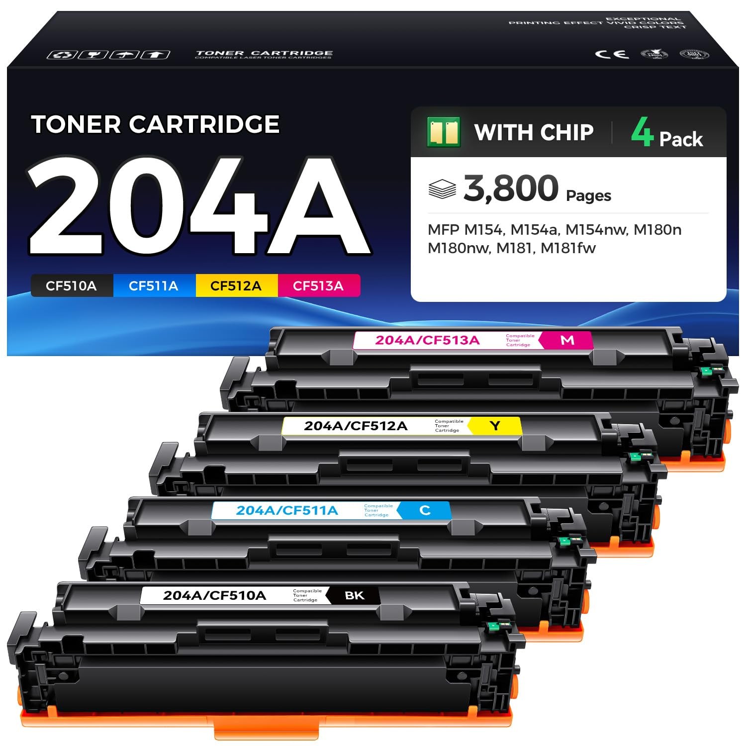 204A Toner Cartridge Set 4-Pack High 4-Pack,
